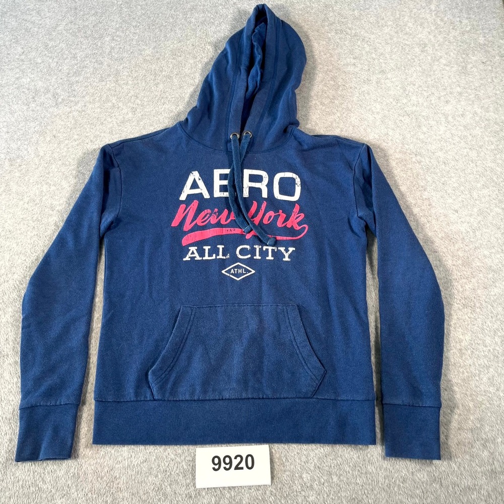 Aeropostale New York All City Hoodie Mens XS Navy Blue Fleece Lined Cotton